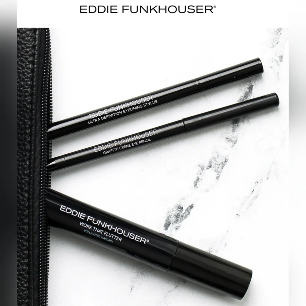 EDDIE FUNKHOUSER ALL EYE NEED Set: Mascara & Eyeliner Trio NEW
